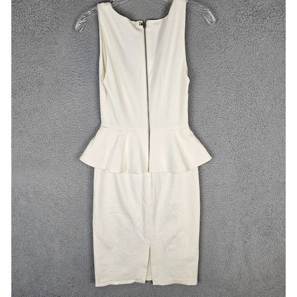 NWT $330 ALICE + OLIVIA Peplum Moira Off White Dress Size 0 - Picture 2 of 11